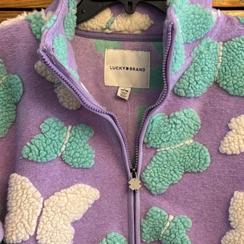 Lucky Brand Girls Plush Butterfly Front Zip Jacket - Picture 6 of 6